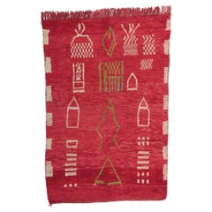 Vintage Rot Boujad Marokkanischer Teppich, Stammeszauber trifft auf gemütlichen Nomaden