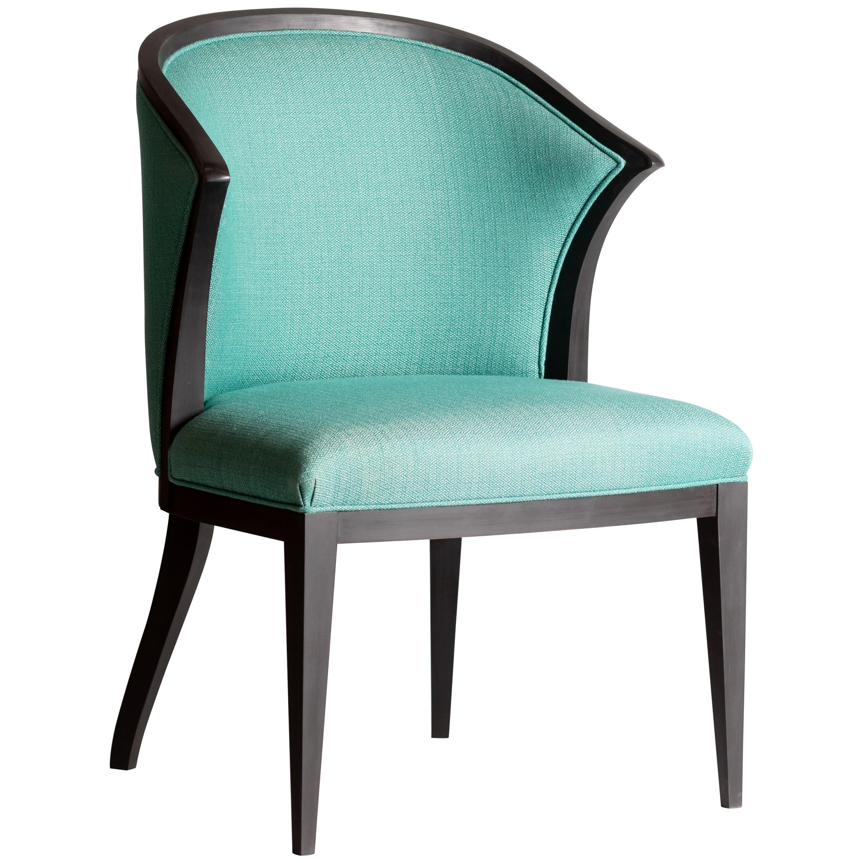 Contemporary Bergère Armchair or Desk Chair with Round Back and Upholstery For Sale