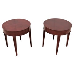 Contemporary Bernhardt Design Etage Round Maple Occasional Side Tables, a Pair
