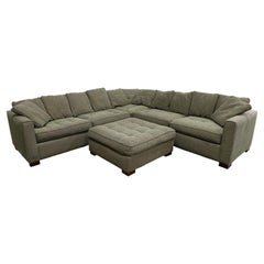 Retro Contemporary Bernhardt Taupe Green Sectional W Ottoman for Workbench Furniture