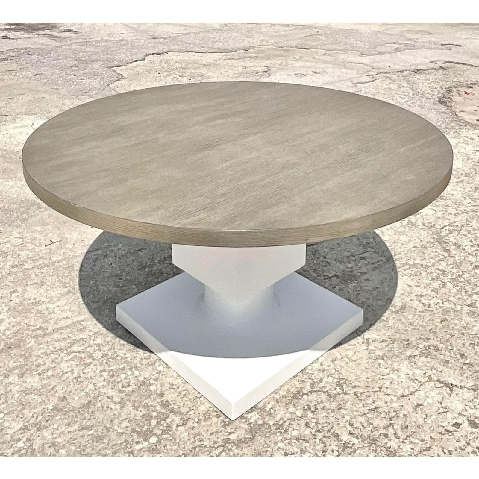 Contemporary Bernhardt Two Tone Newberry Dining Table In Good Condition In west palm beach, FL