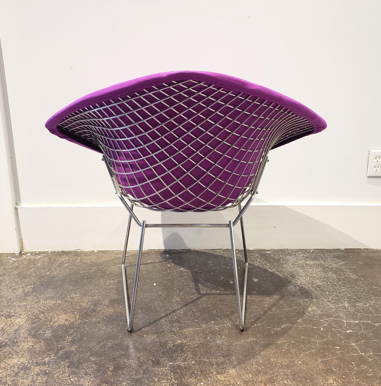 American Contemporary Bertoia Diamond Chair Steel Wire Frame Purple Upholstery