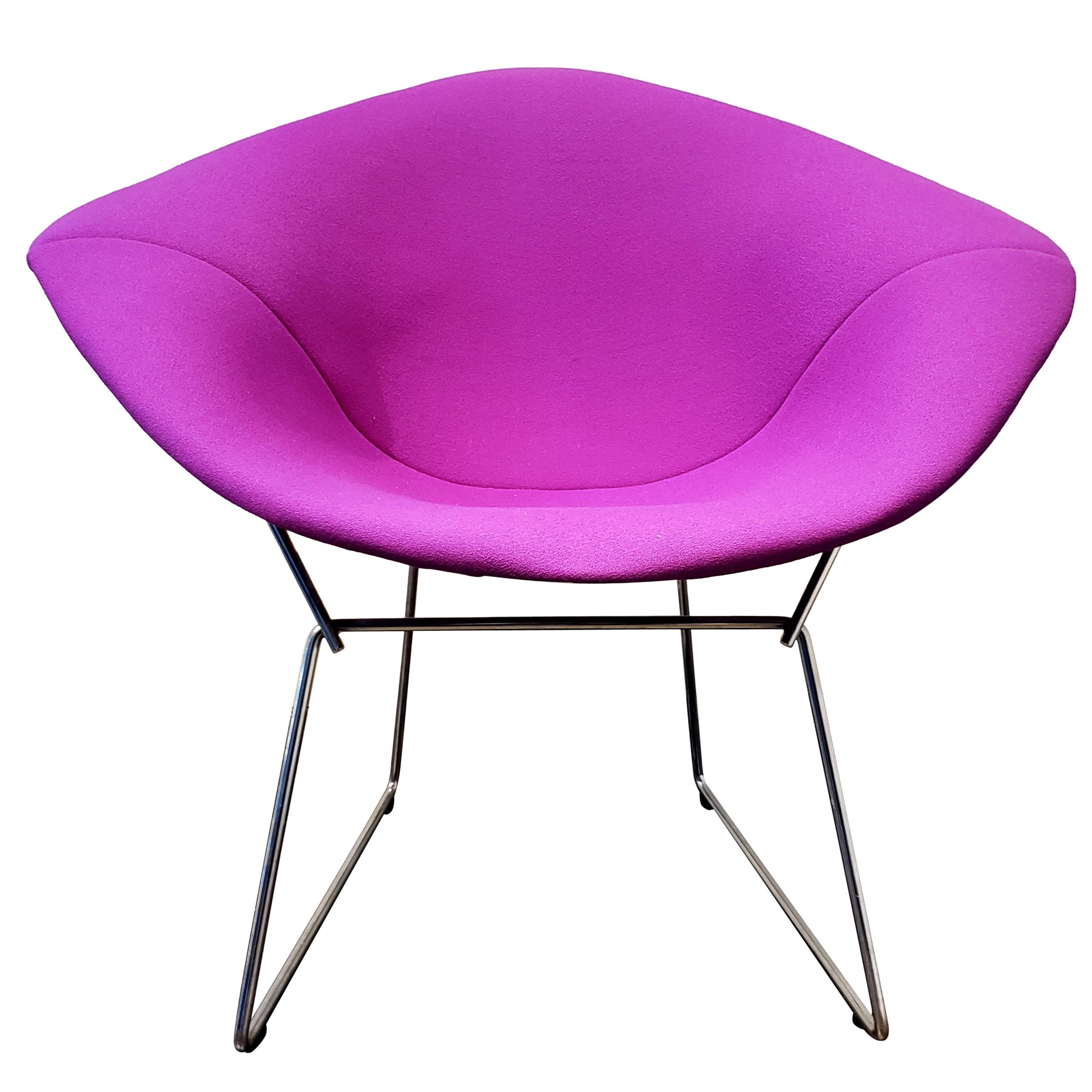 Contemporary Bertoia Diamond Chair Steel Wire Frame Purple Upholstery