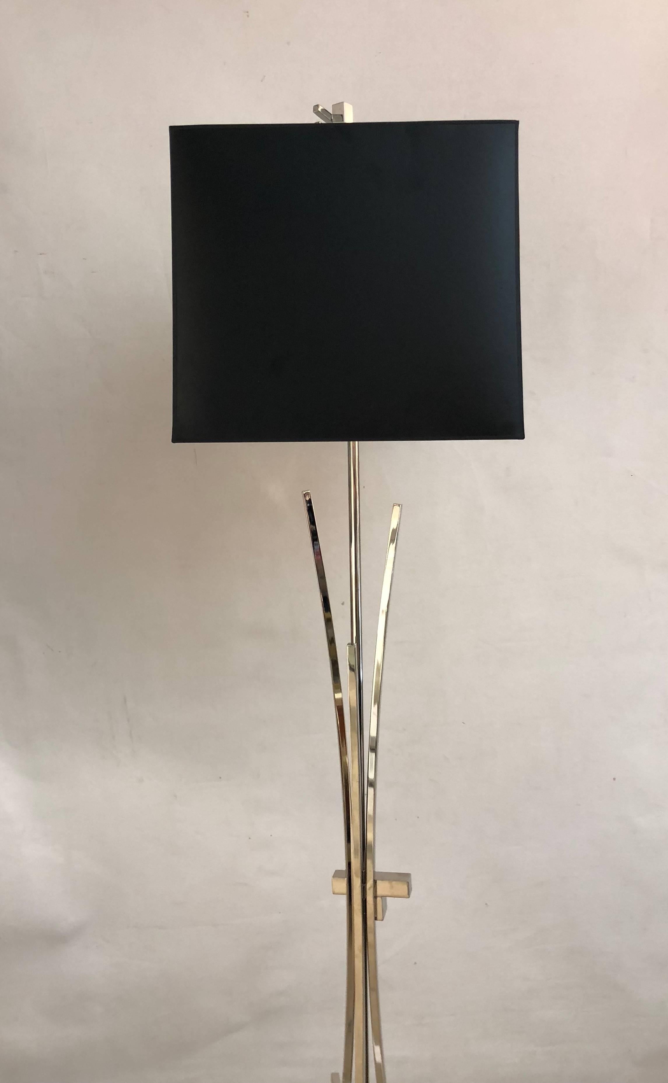 Modern Contemporary Bespoke Italian Abstract Design Meccano Nickel Floor Lamp For Sale