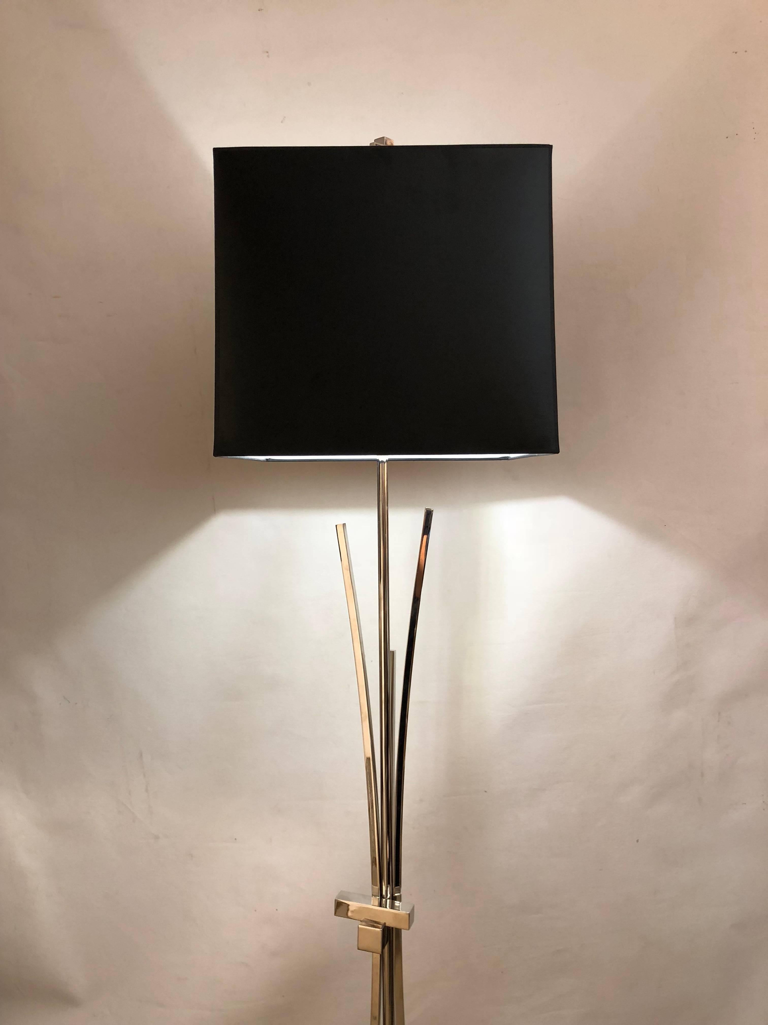 Hand-Crafted Contemporary Bespoke Italian Abstract Design Meccano Nickel Floor Lamp For Sale