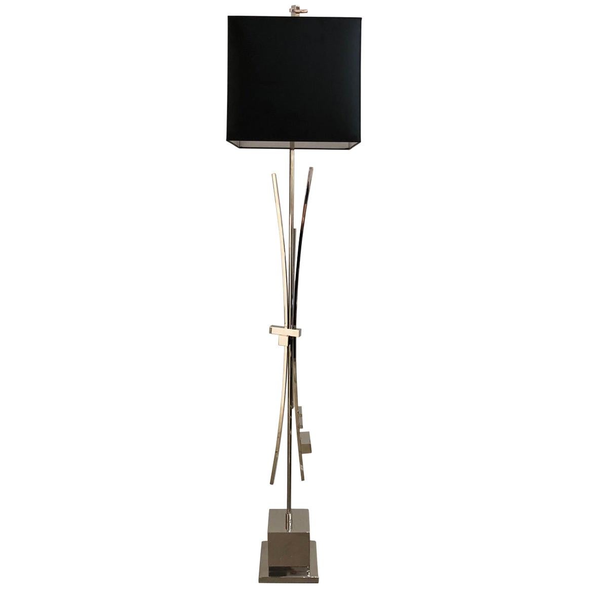 Contemporary Bespoke Italian Abstract Design Meccano Nickel Floor Lamp For Sale