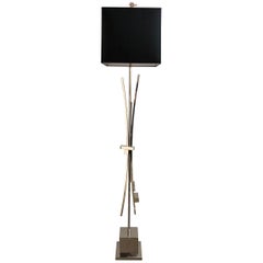 Contemporary Bespoke Italian Abstract Design Meccano Nickel Floor Lamp