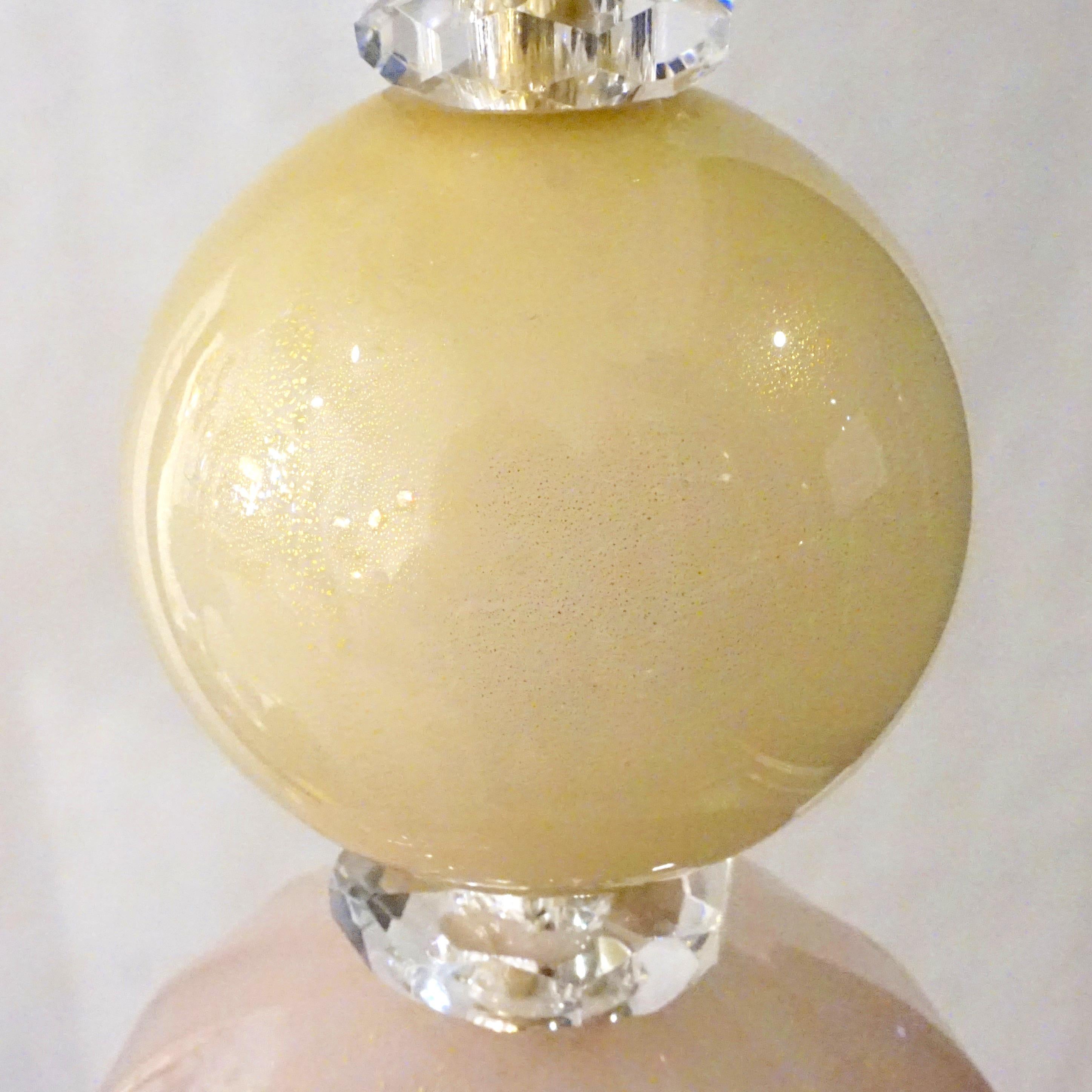 Contemporary Bespoke Italian Crystal Pink Gold Cream Murano Glass Pendant Light 7