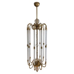 Lanterna aperta contemporanea Bespoke italiana monumentale in vetro di Murano e ottone antico