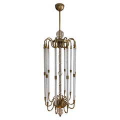 Contemporary Bespoke Italian Monumental Murano Glass Antique Brass Open Lantern