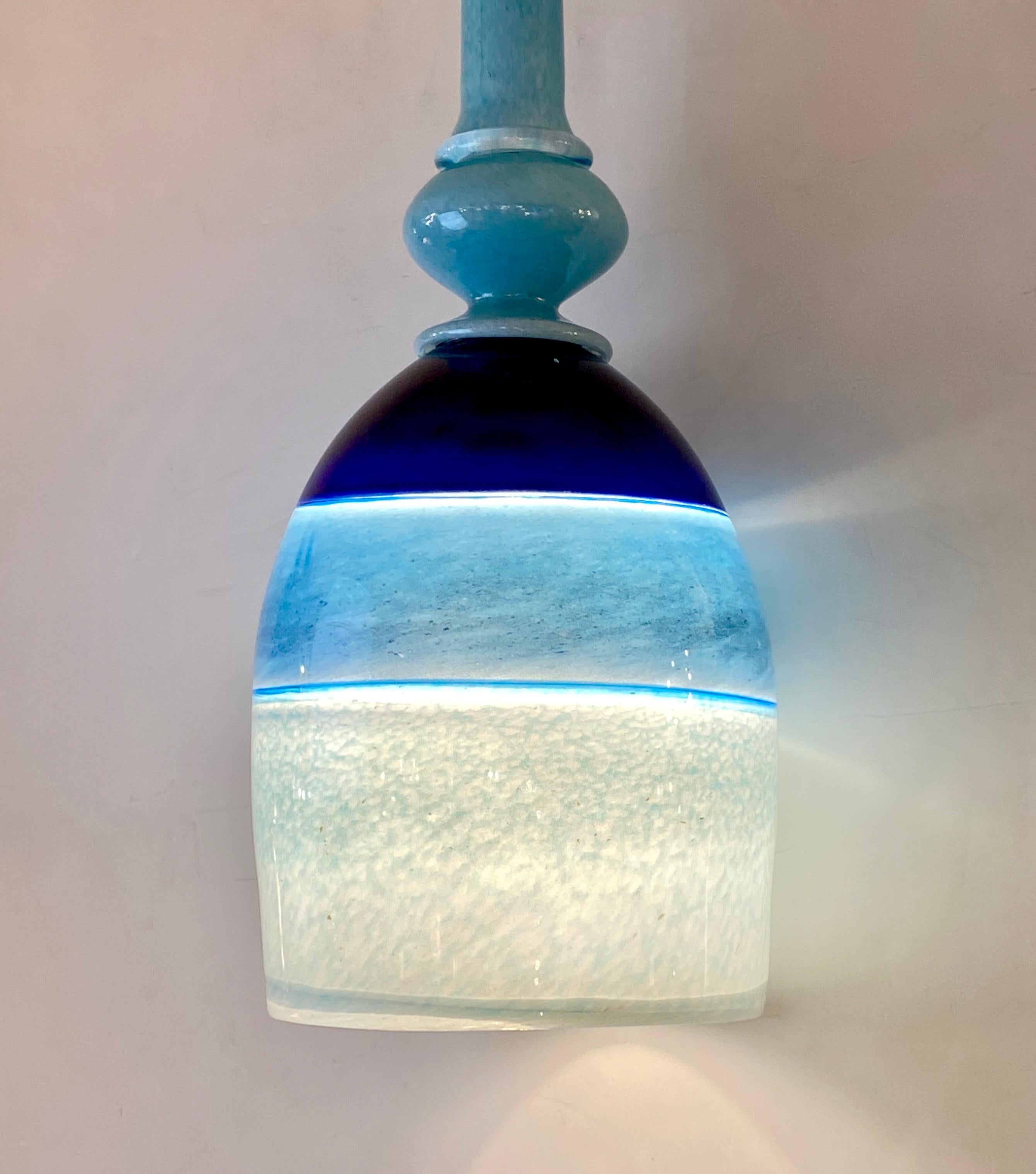 Hand-Crafted Contemporary Bespoke Italian Organic Black Blue Azur Murano Glass Pendant Light For Sale