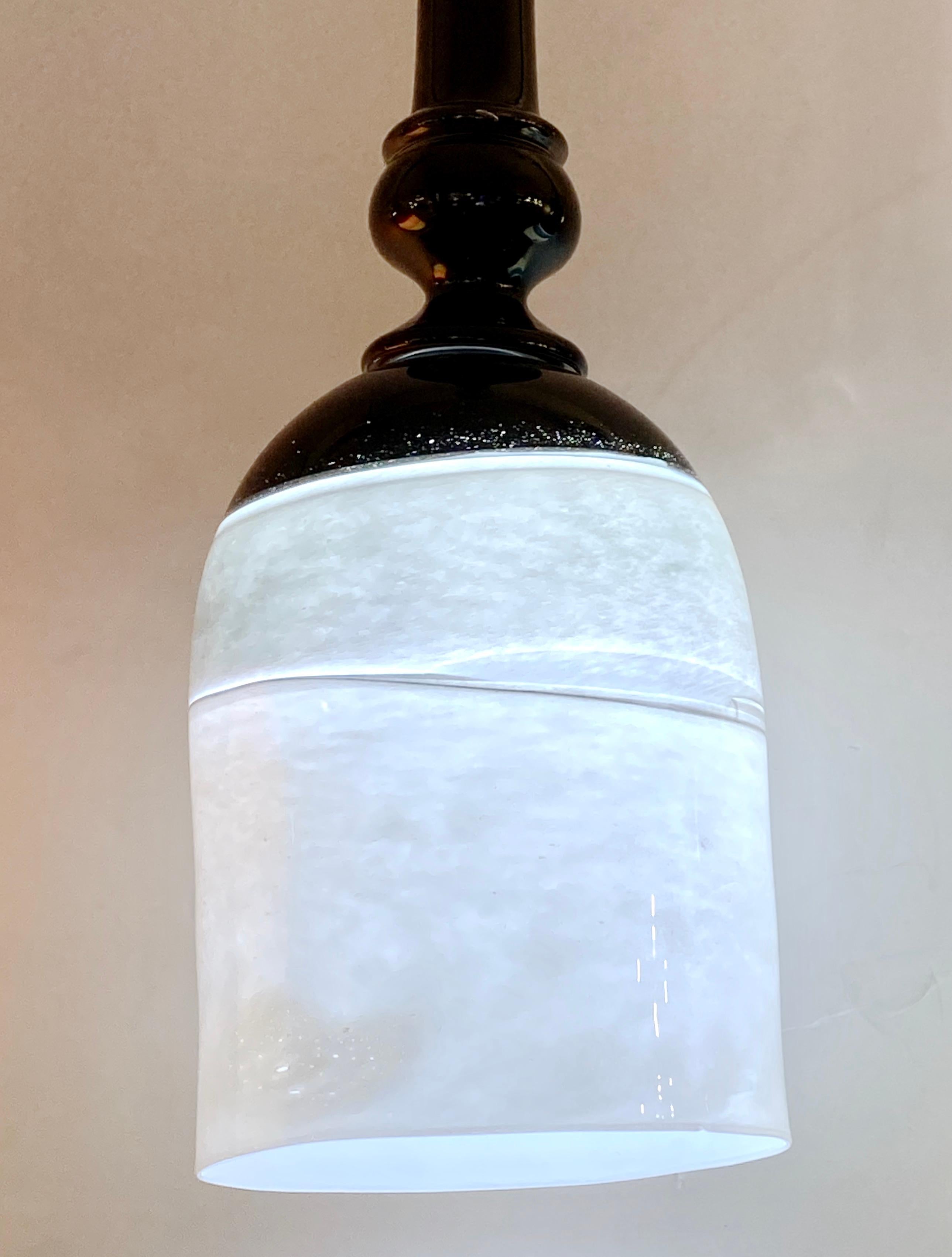 Contemporary Bespoke Italian Organic Black White Grey Murano Glass Pendant Light For Sale 1