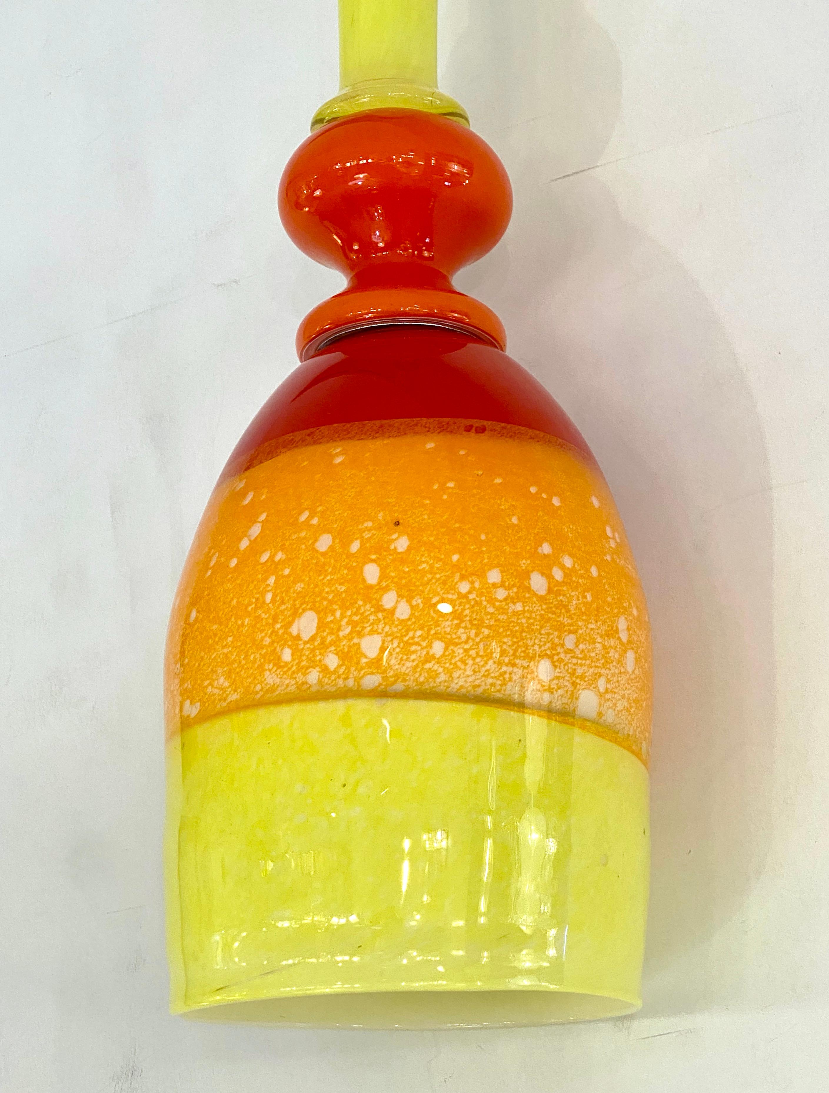 Contemporary Bespoke Italian Organic Yellow Orange Murano Glass Pendant Light For Sale 4