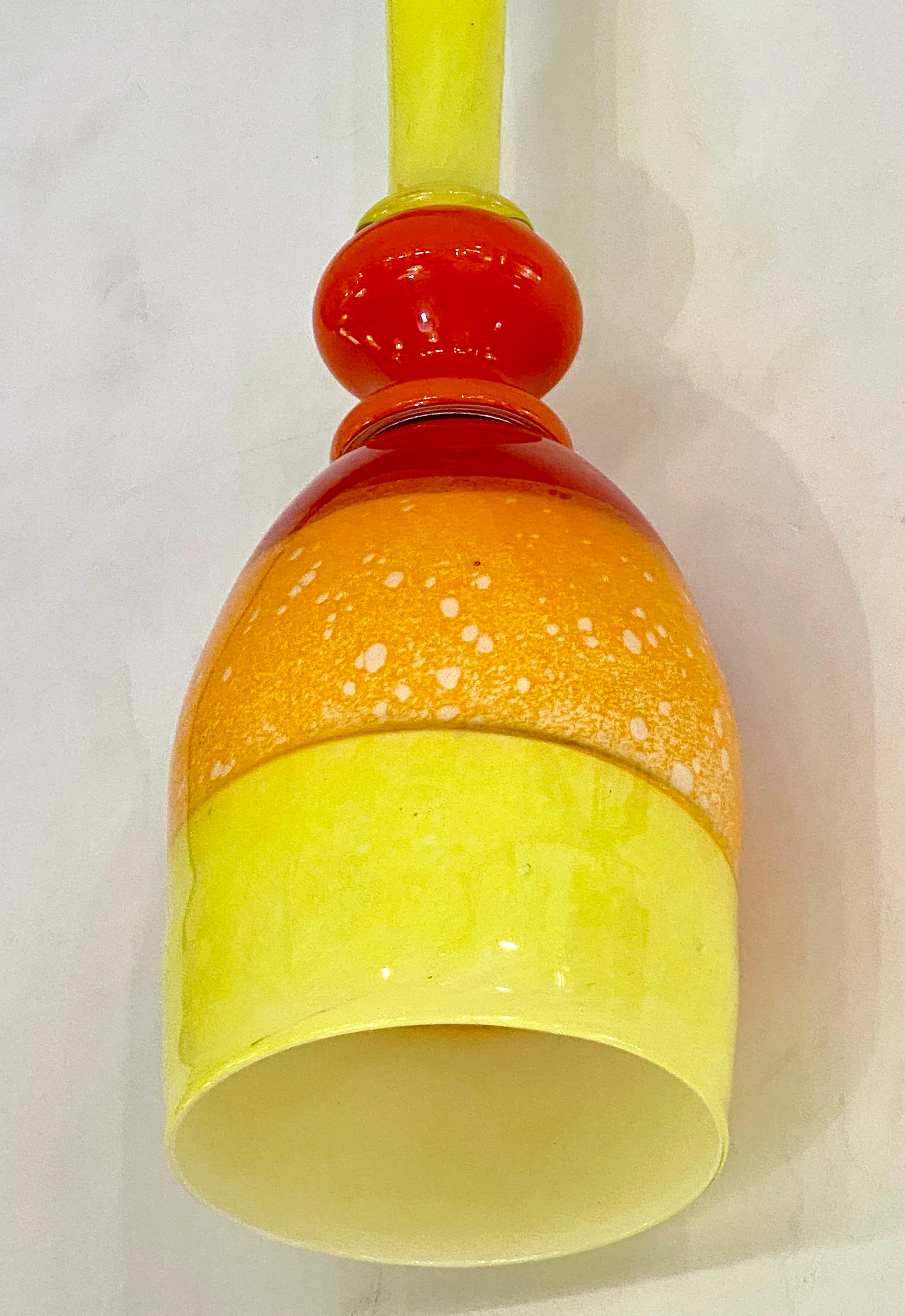 Contemporary Bespoke Italian Organic Yellow Orange Murano Glass Pendant Light For Sale 5