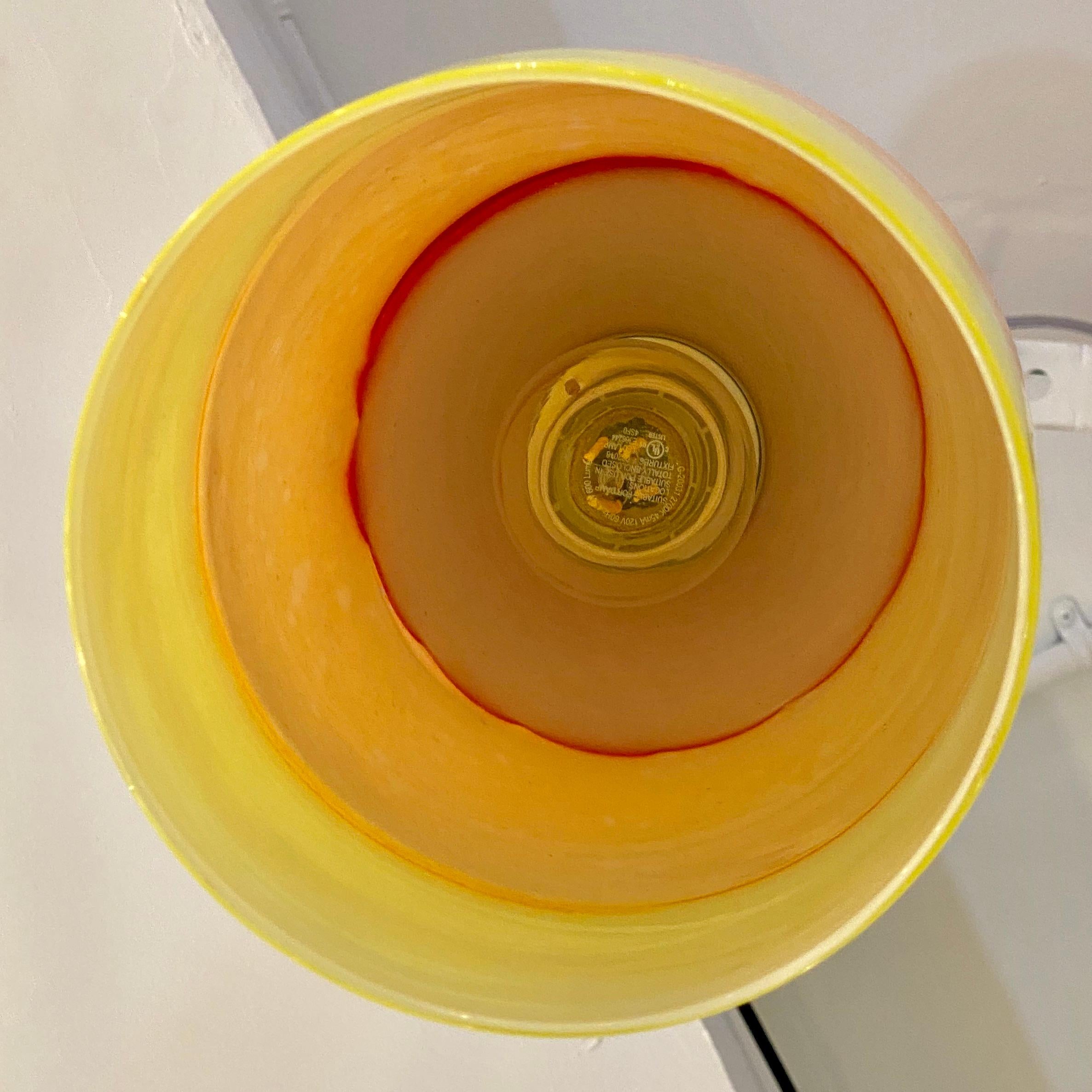 Contemporary Bespoke Italian Organic Yellow Orange Murano Glass Pendant Light For Sale 1