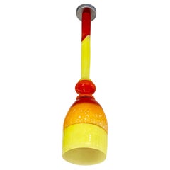 Contemporary Bespoke Italian Organic Yellow Orange Murano Glass Pendant Light