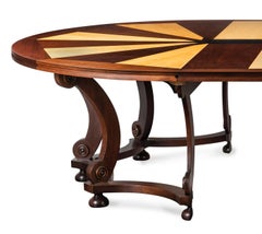 Contemporary Bespoke Mahogany and Beech Parquetry Extension Dining Table