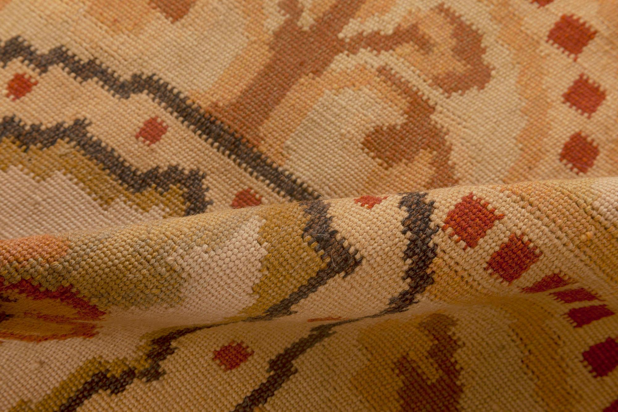 Contemporary Bessarabian inspired design rug in black, brown, red and white wool by Doris Leslie Blau
Size: 8'10