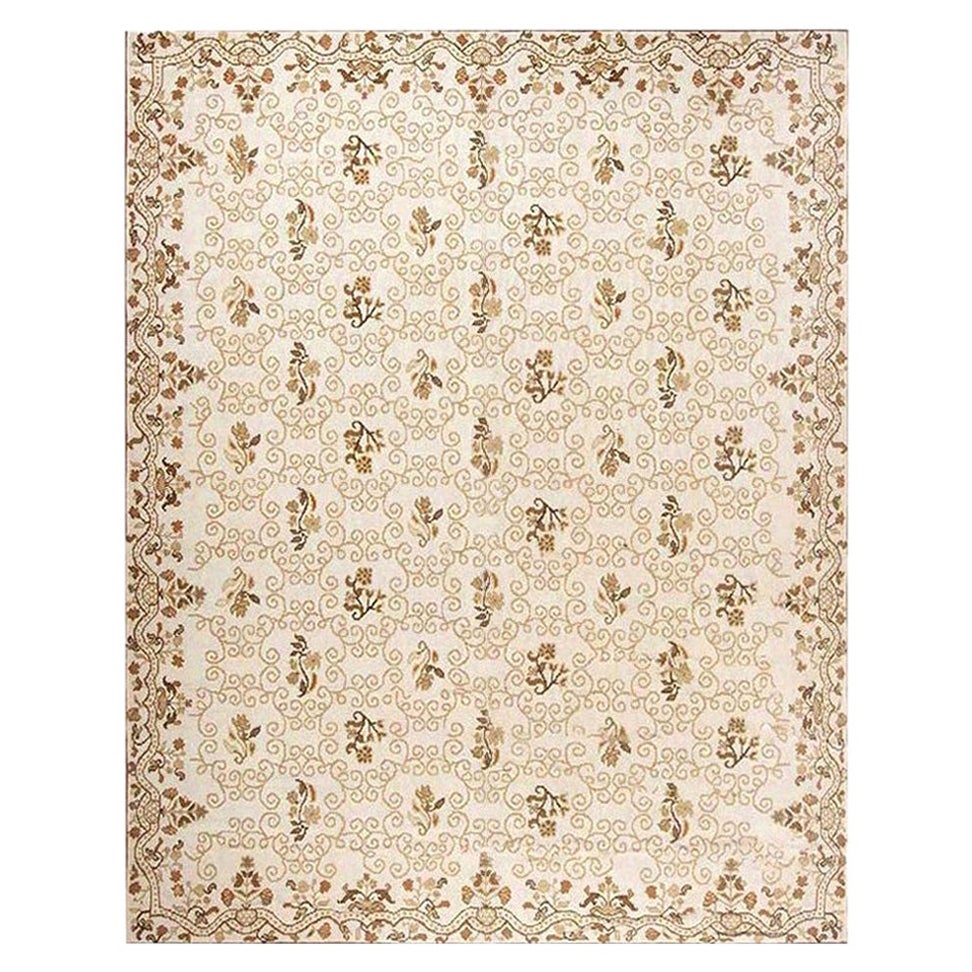 Contemporary Bessarabian Style White, Beige, Brown Wool Rug by Doris Leslie Blau