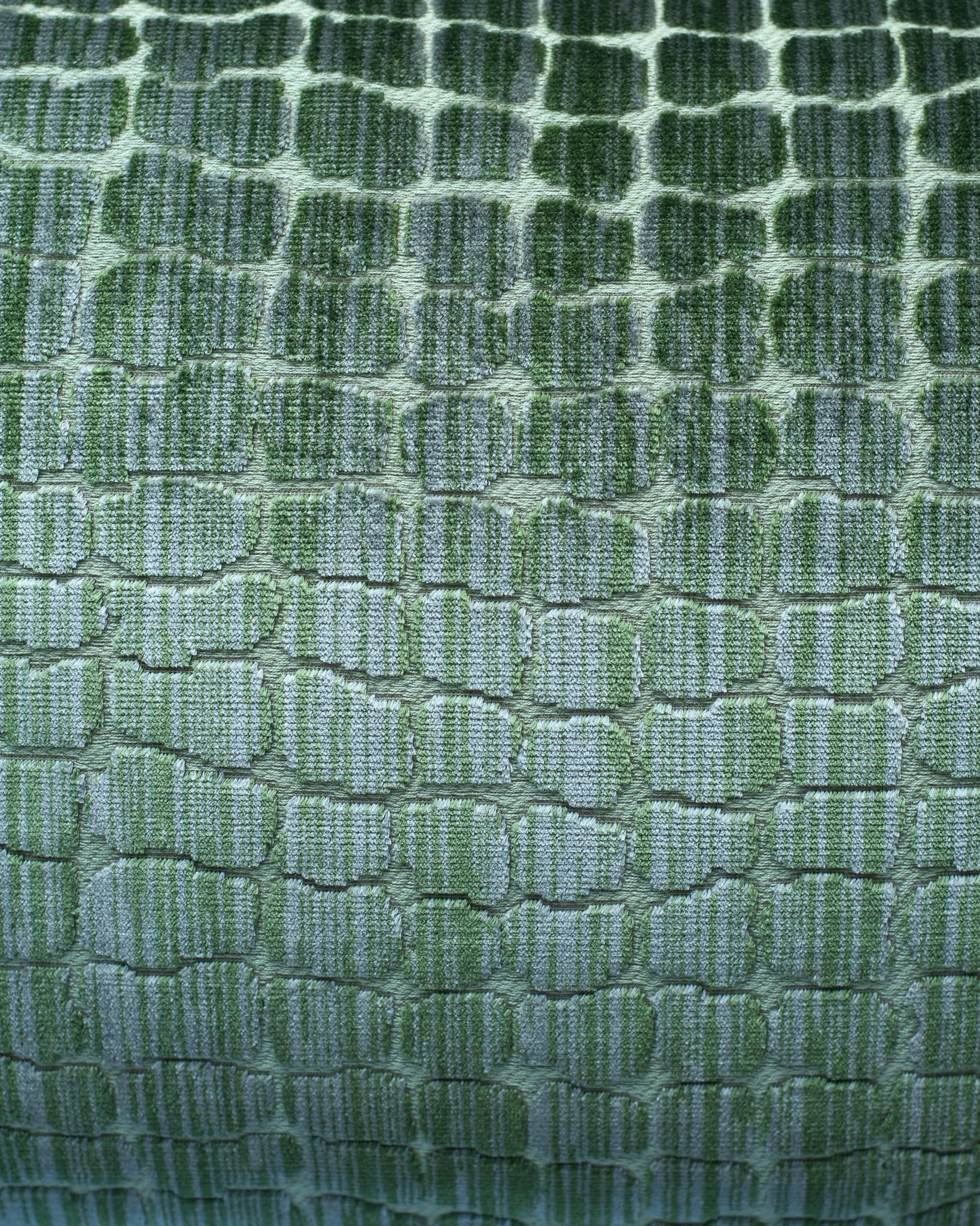 Italian Contemporary Bevilacqua Green Silk Velvet Pillows In Crocodile Pattern For Sale