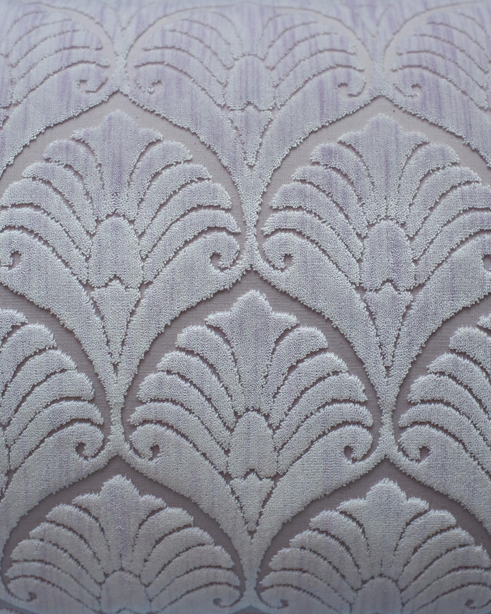 Italian Contemporary Bevilacqua Lilac Silk Velvet Pillows In Palmya Pattern For Sale