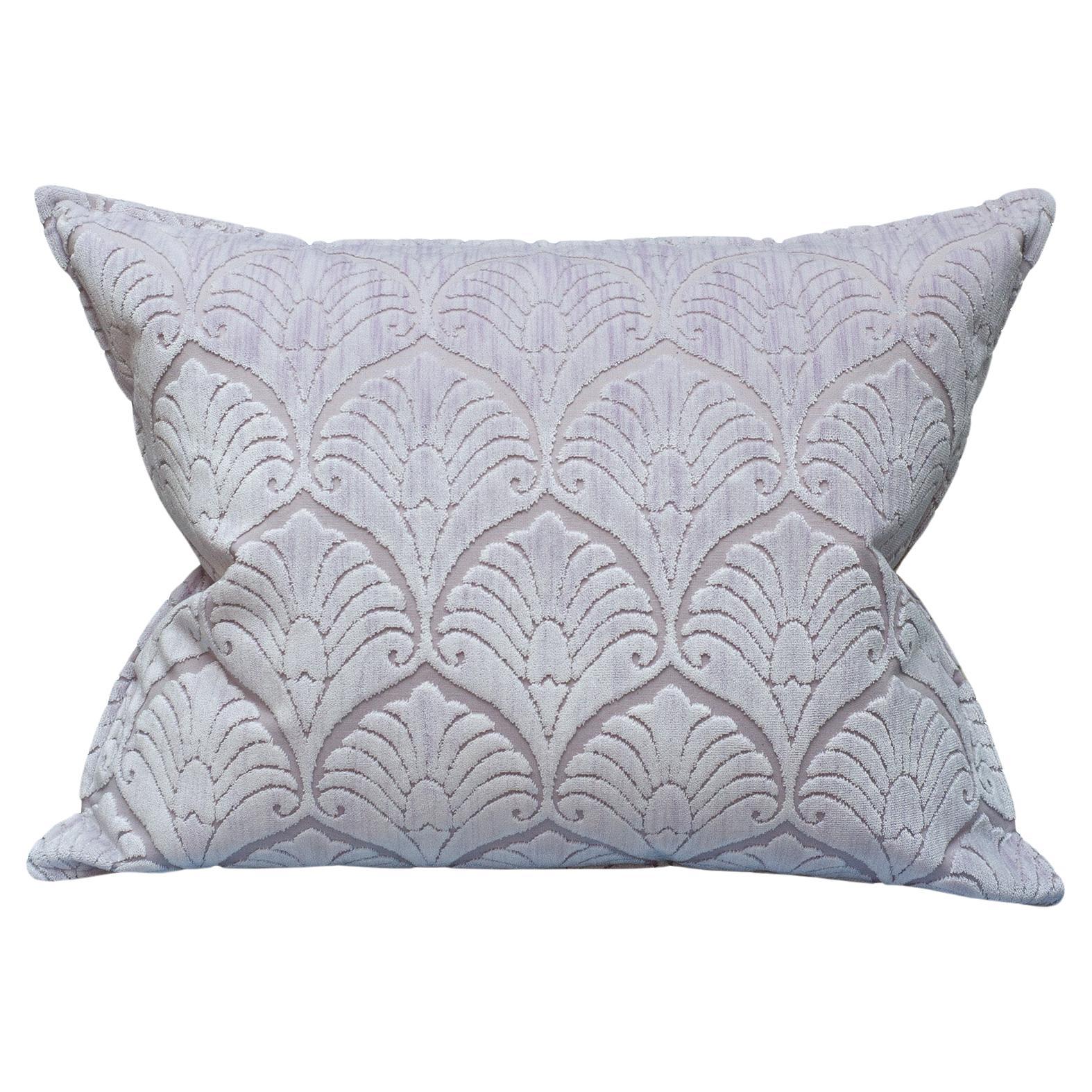 Contemporary Bevilacqua Lilac Silk Velvet Pillows In Palmya Pattern For Sale