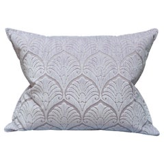 Contemporary Bevilacqua Lilac Silk Velvet Pillow In Palmya Pattern