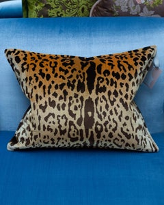 Contemporary Bevilacqua Tan & Black Silk Velvet Pillows In Leopard Pattern