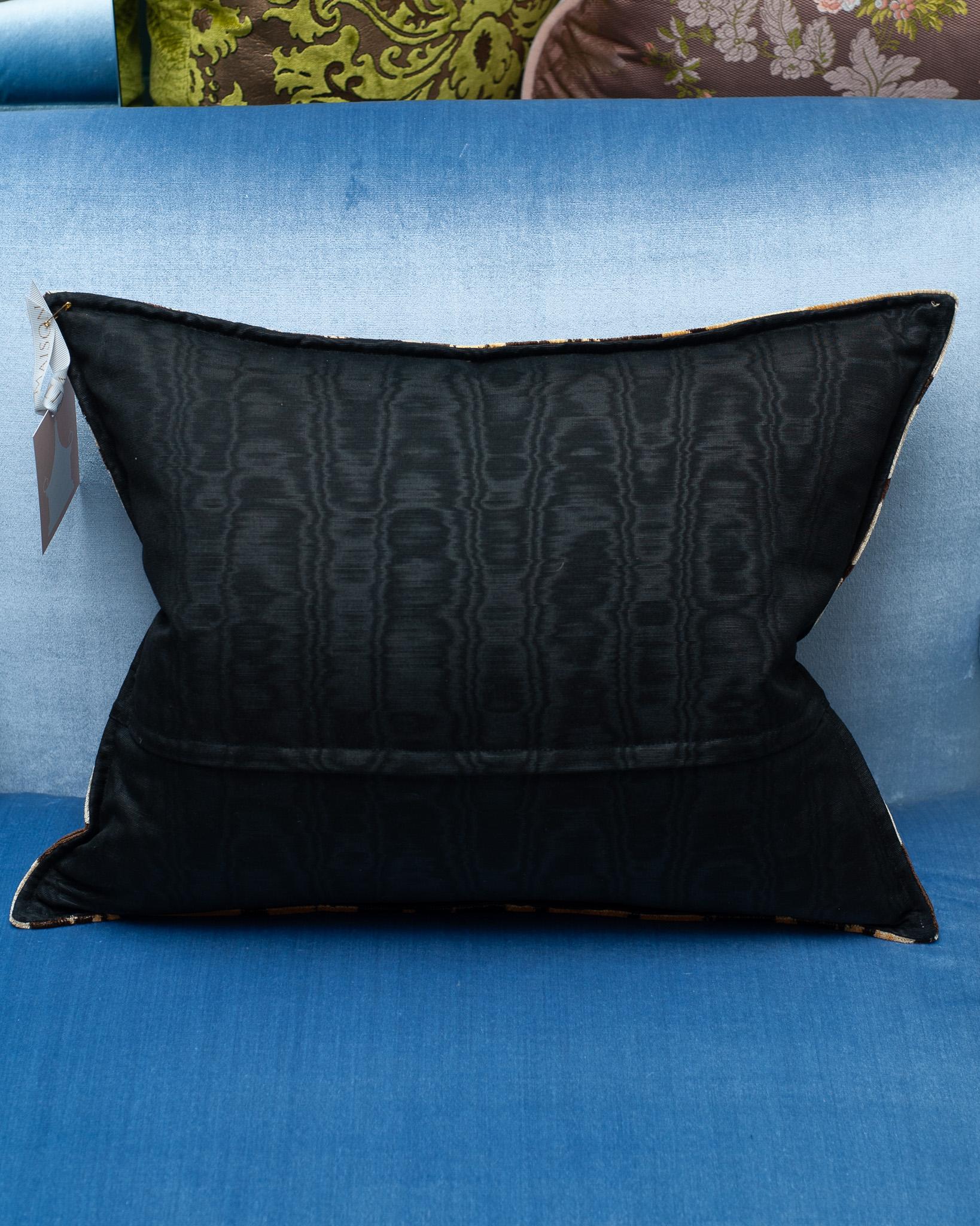 Contemporary Bevilacqua Tan & Black Silk Velvet Pillows In Tiger Pattern 1
