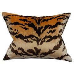 Contemporary Bevilacqua Tan & Black Silk Velvet Pillows In Tiger Pattern