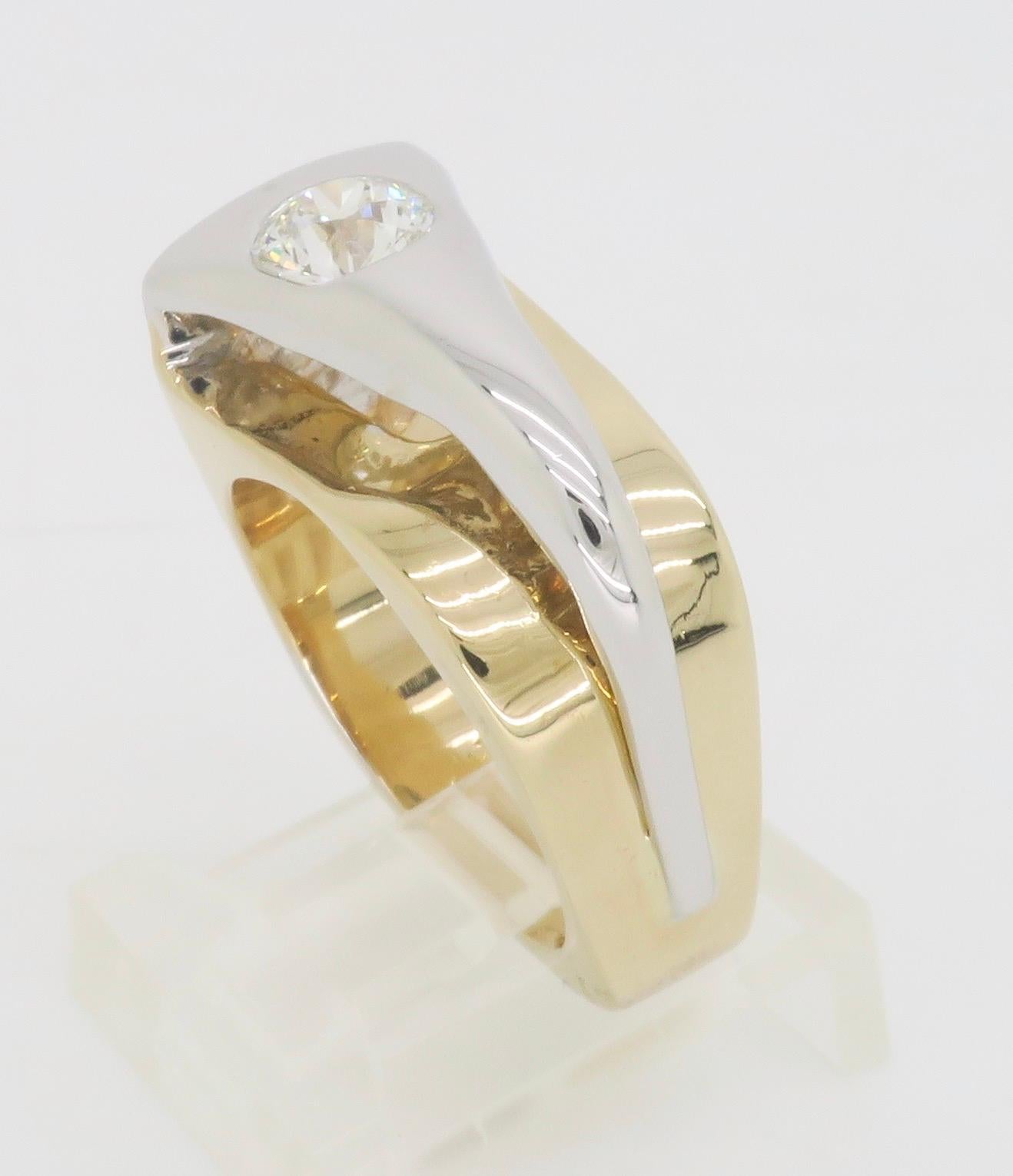 Contemporary Bezel Set Two-Tone Diamond Ring 5