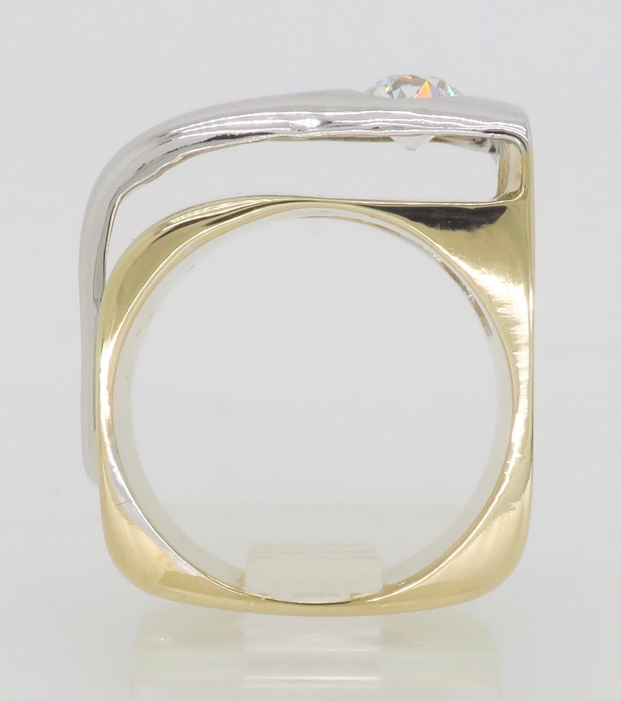 Contemporary Bezel Set Two-Tone Diamond Ring 6