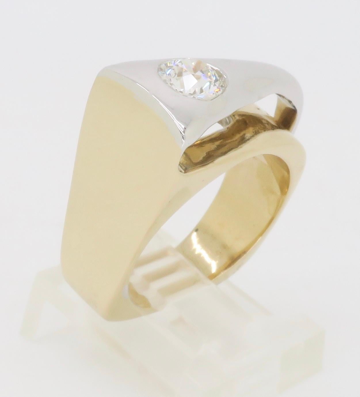 Contemporary Bezel Set Two-Tone Diamond Ring 8