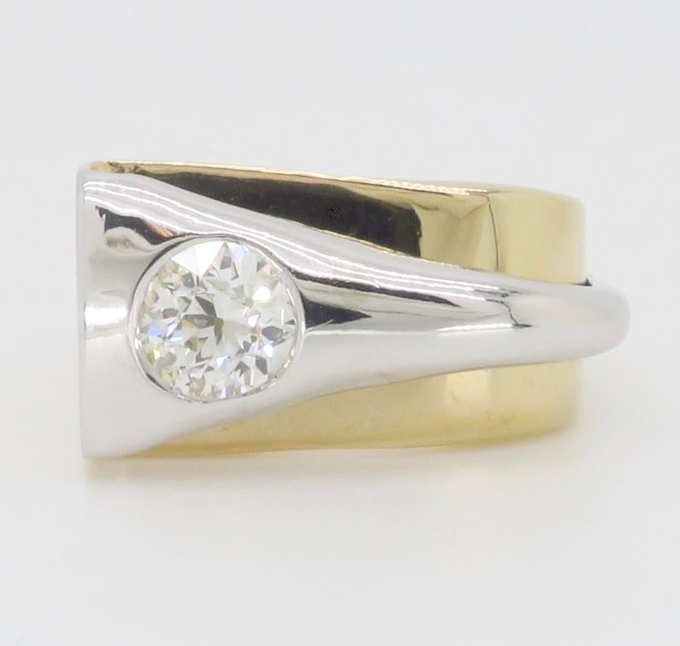Contemporary Bezel Set Two-Tone Diamond Ring 9