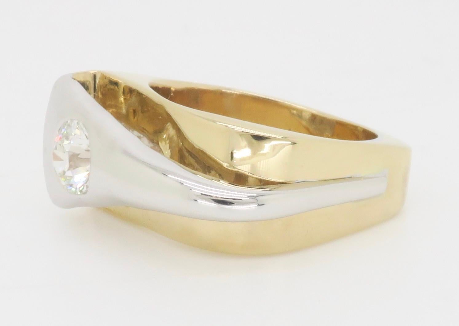 Contemporary Bezel Set Two-Tone Diamond Ring 10