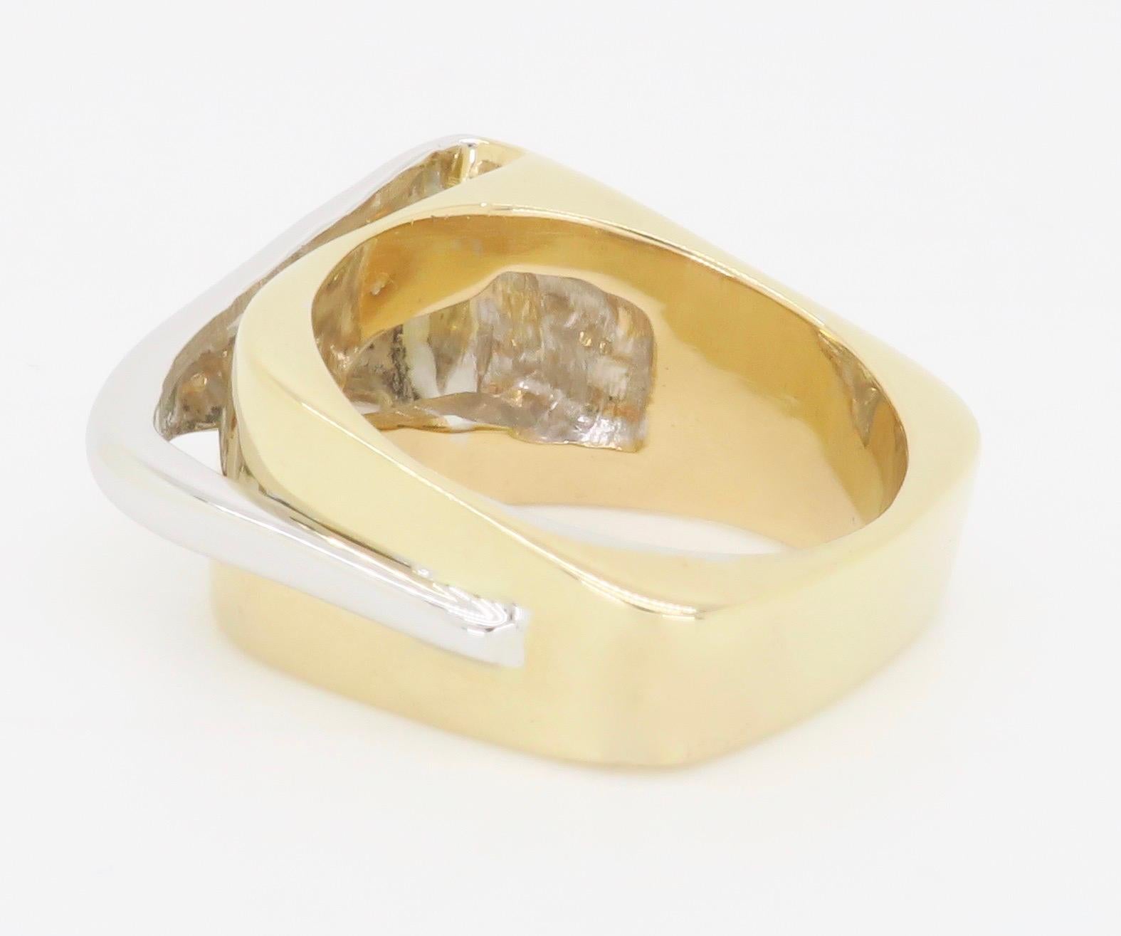 Contemporary Bezel Set Two-Tone Diamond Ring 11