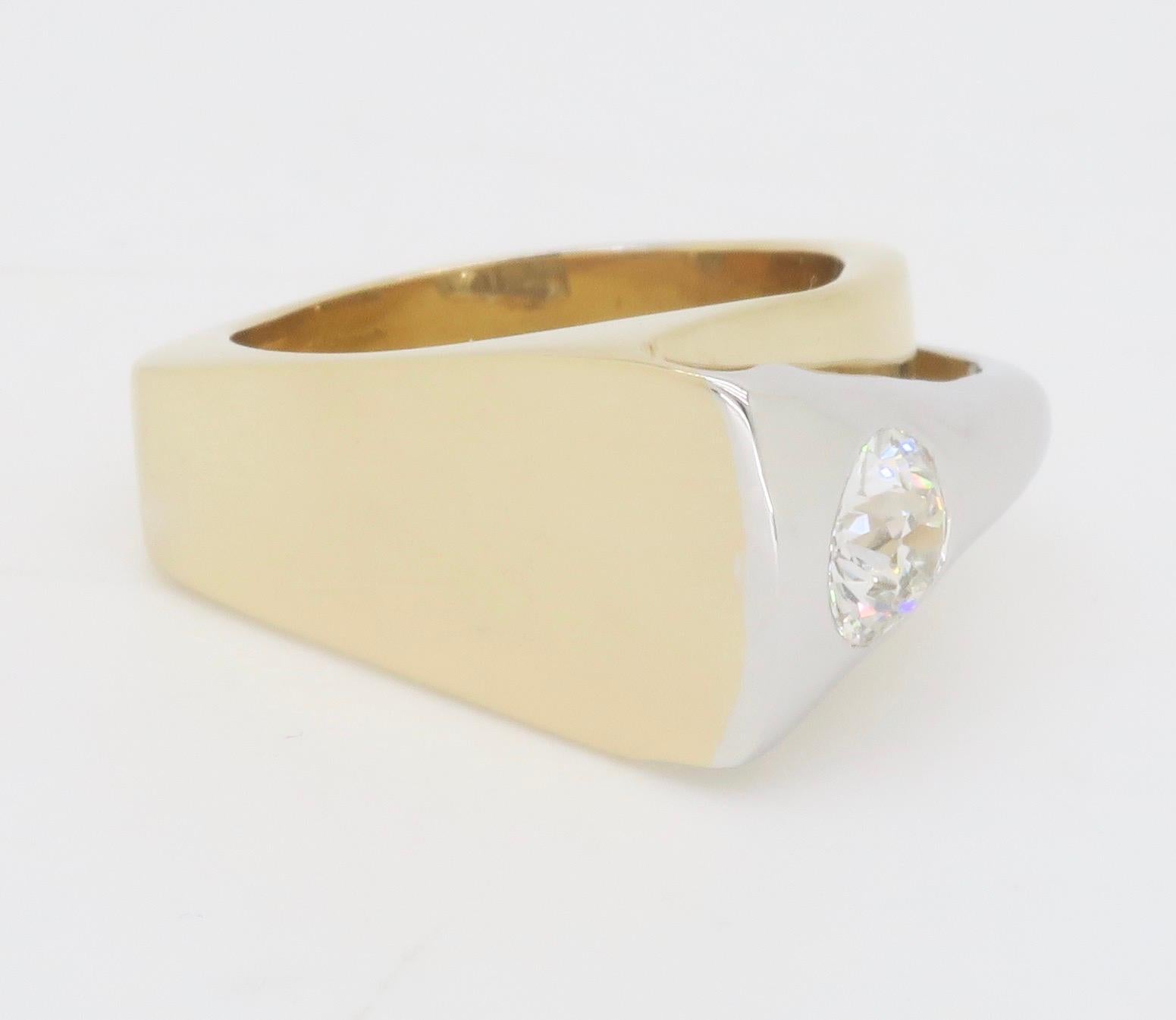 Contemporary Bezel Set Two-Tone Diamond Ring 14