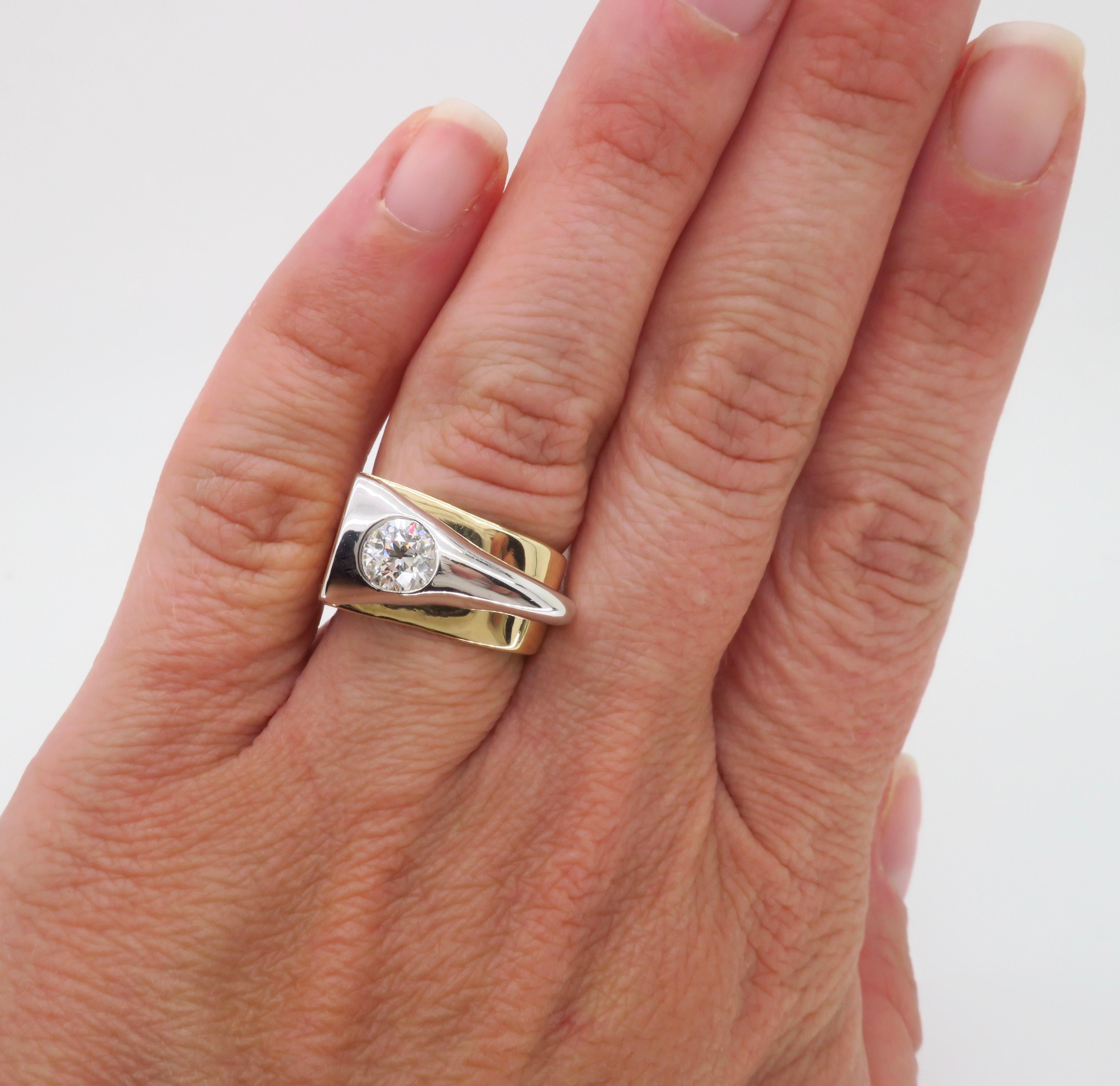 Contemporary Bezel Set Two-Tone Diamond Ring 2