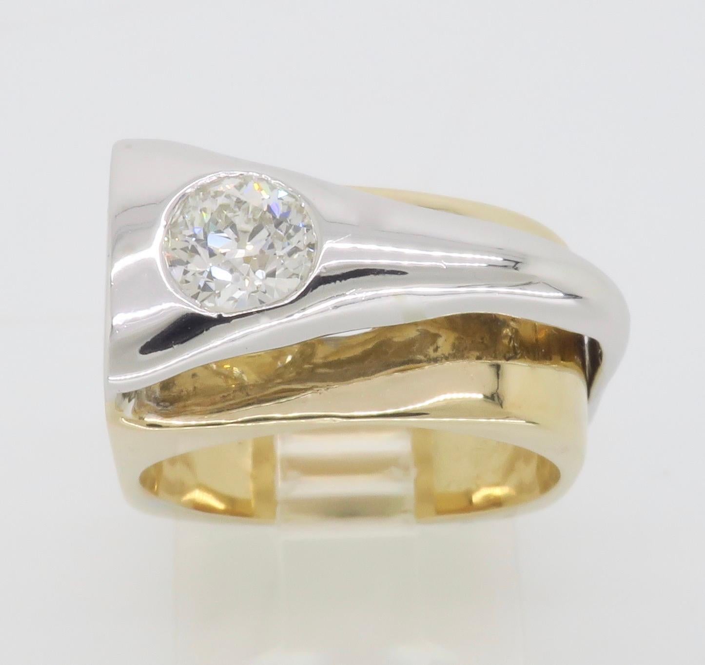 Contemporary Bezel Set Two-Tone Diamond Ring 3
