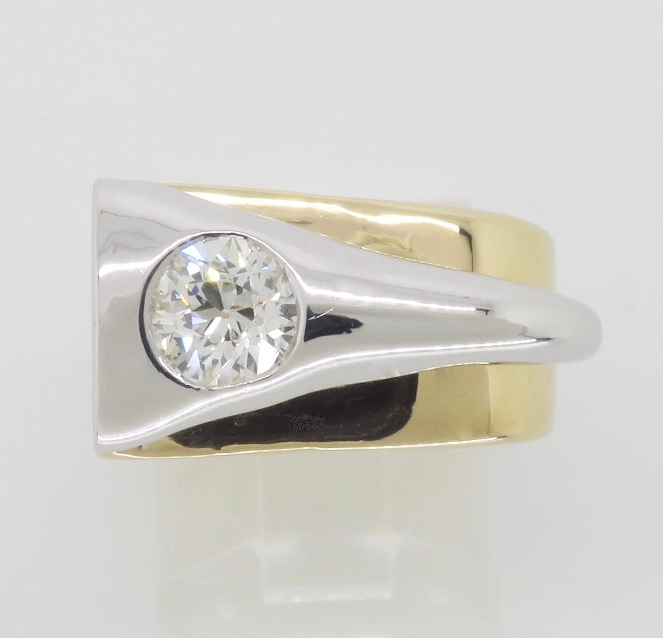 Contemporary Bezel Set Two-Tone Diamond Ring 4