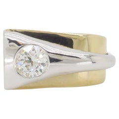 Contemporary Bezel Set Two-Tone Diamond Ring 