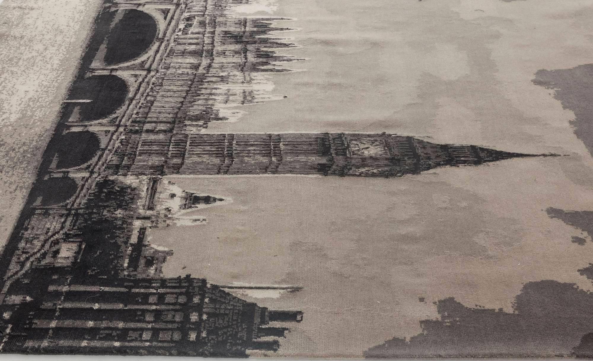 Zeitgenössischer handgewebter Wollteppich im Big Ben-Design von Doris Leslie Blau (Moderne) im Angebot