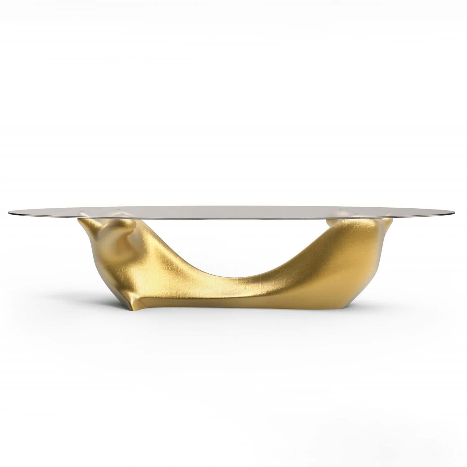 Contemporary Biomorphic Sculptural Dining Table In Gold Leaf