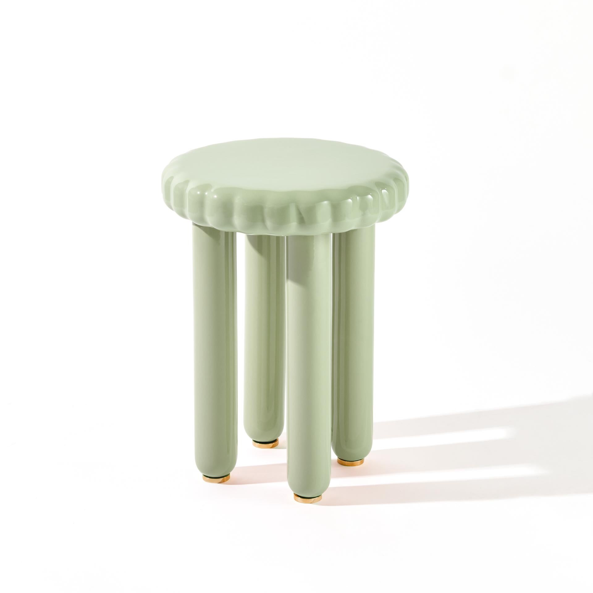 Introducing the ‘Biscotto’ ceramic stool/side table designed by Studio Yellowdot - inspired by the delectable essence of biscuits. This piece seamlessly combines the inviting softness of biscuit-inspired edges with a burst of bold, delicious glazed