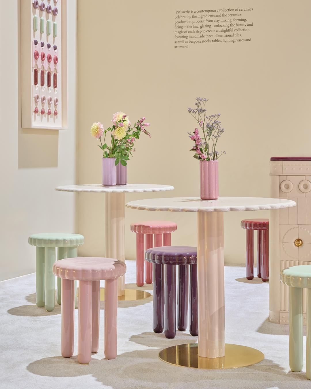 XXIe siècle et contemporain Tabouret/table d'appoint contemporain en céramique 'Biscotto' en macaron par Studio Yellowdot en vente