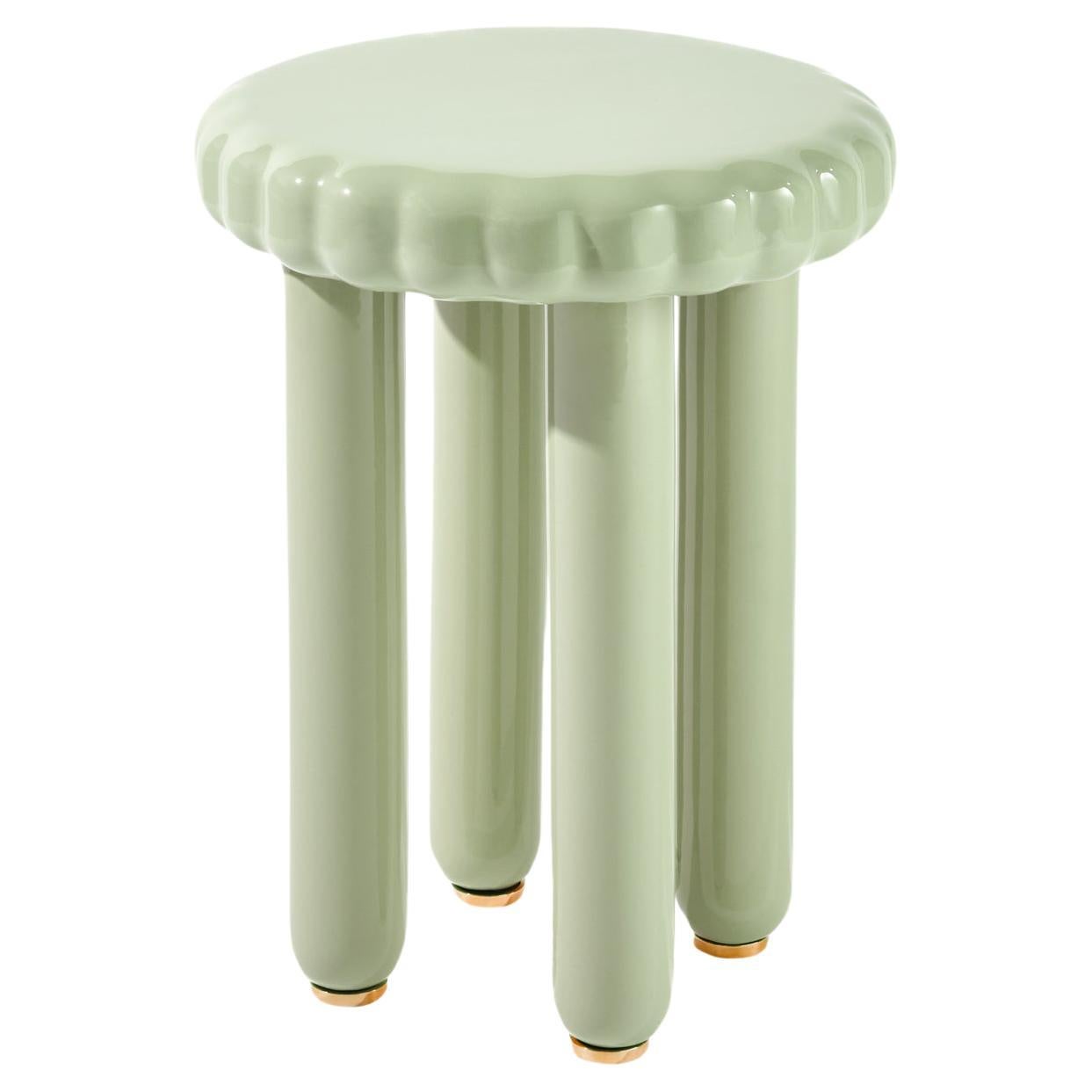 Tabouret/table d'appoint contemporain en céramique 'Biscotto' en macaron par Studio Yellowdot en vente