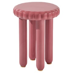 Contemporary 'Biscotto' Ceramic Stool/Side Table in Plum Red by Studio Yellowdot