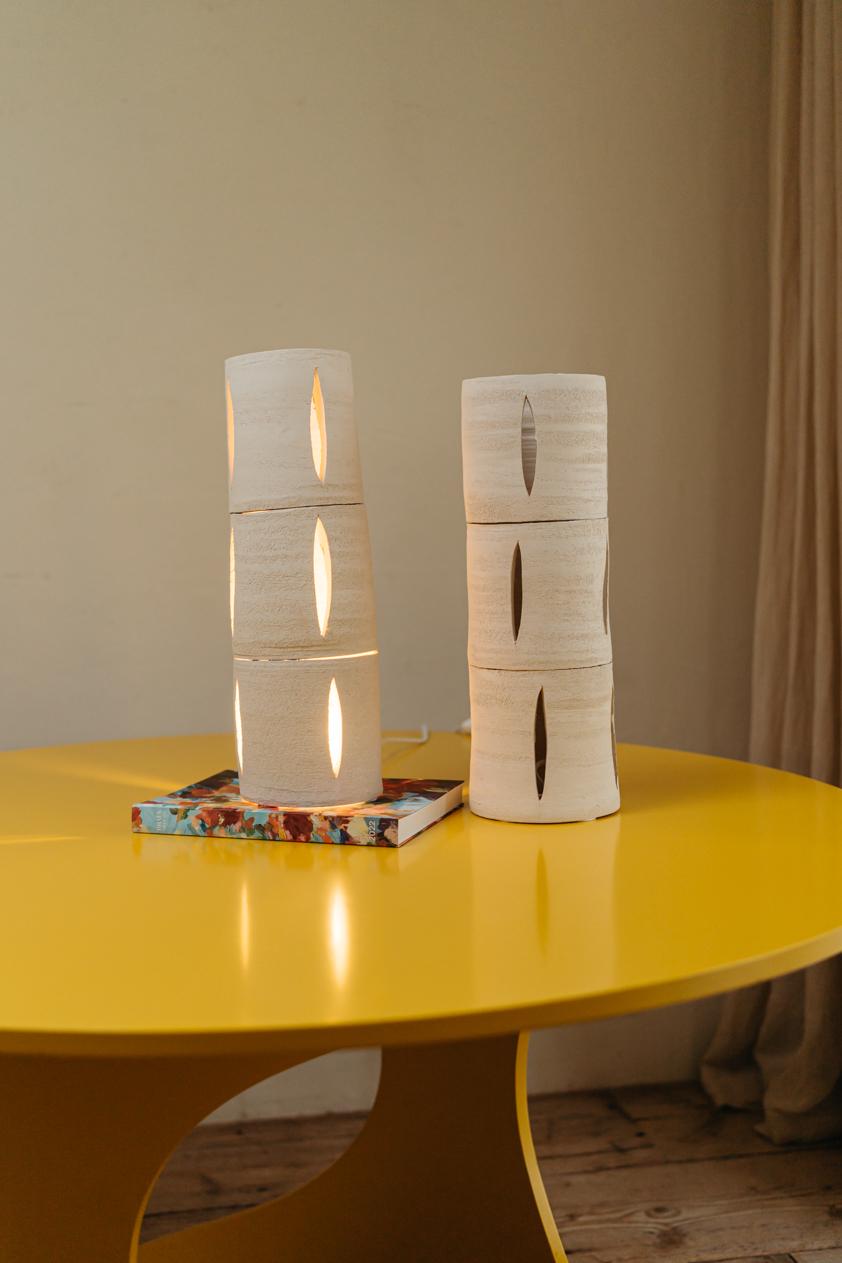 Contemporary Bisque Ceramic Table Lamps  For Sale 2
