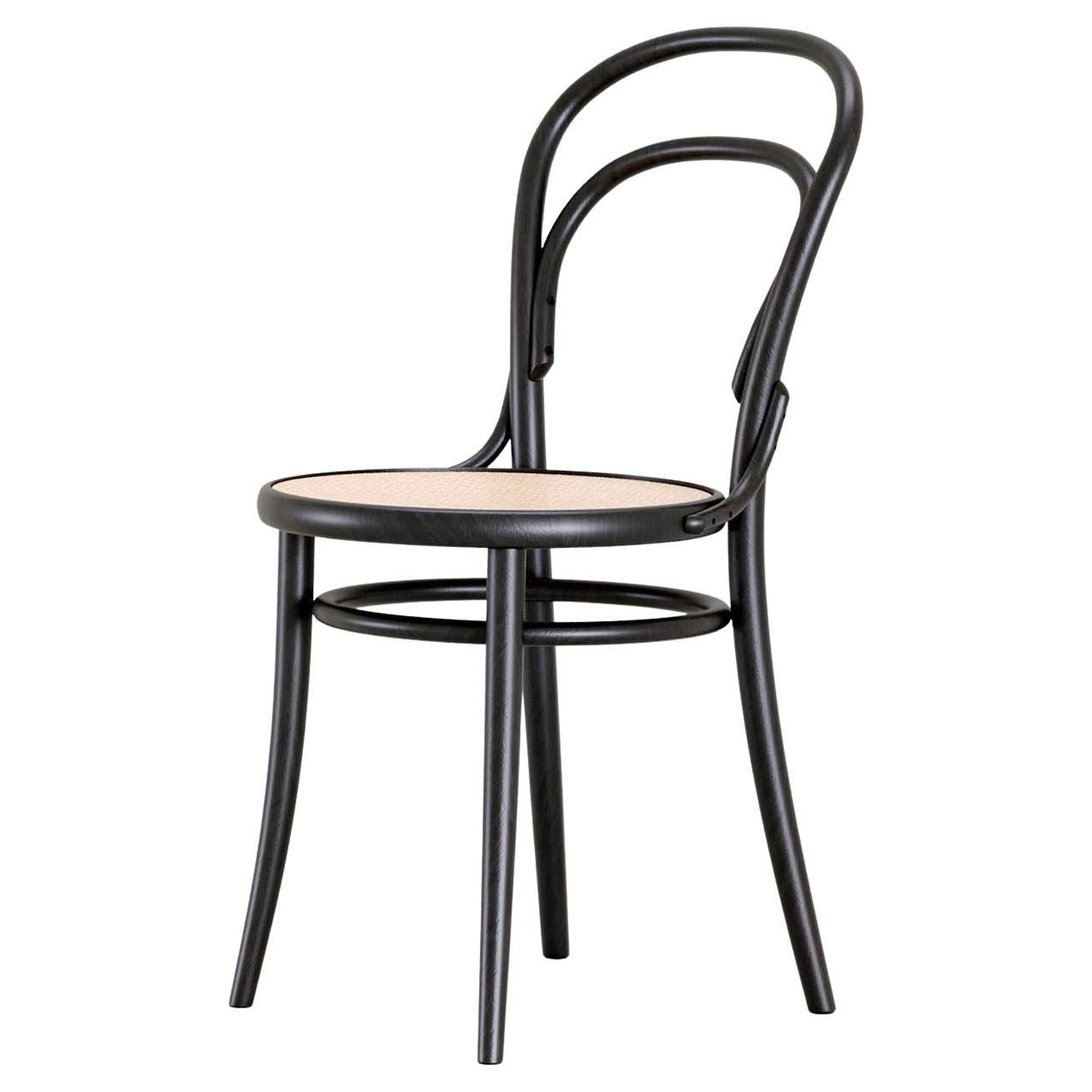 Contemporary Bistro Chair No. 14 by Ton, Black Beech and Cane Seat For Sale