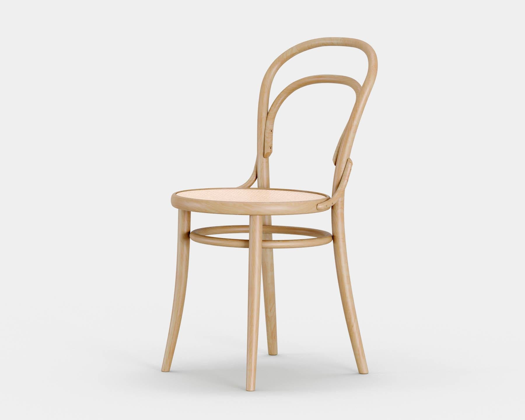 Art Nouveau Contemporary Bistro Chair No. 14 by TON, Light Beech and Cane Seat For Sale